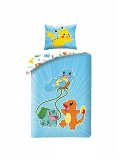 Pościel dziecięca Pokemon 140x200 Halantex Pikachu Bulbasaur Charmander - Pościel dla dzieci - miniaturka - grafika 1