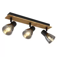 Lampy sufitowe - Globo Claude 54307-3W listwa plafon lampa sufitowa spot 3x40W E14 drewniany/dymiony - miniaturka - grafika 1