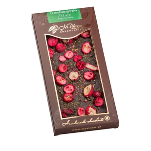 Czekolada gorzka 70,4% mięta i żurawina 85 g M.Pelczar Chocolatier M00-0875-483F7 - Batoniki - miniaturka - grafika 1