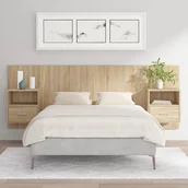 Inne meble do sypialni - Lumarko Wezgłowie z szafkami, dąb sonoma, materiał drewnopochodny - miniaturka - grafika 1