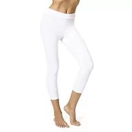 Legginsy - HUE Damskie legginsy z szerokimi paskami, blackout Cotton Capri, różne rodzaje pończoch, biały, L - miniaturka - grafika 1