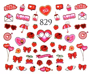 Naklejki wodne na paznokcie Walentynkowe - nr 829 - Ozdoby do paznokci - miniaturka - grafika 2