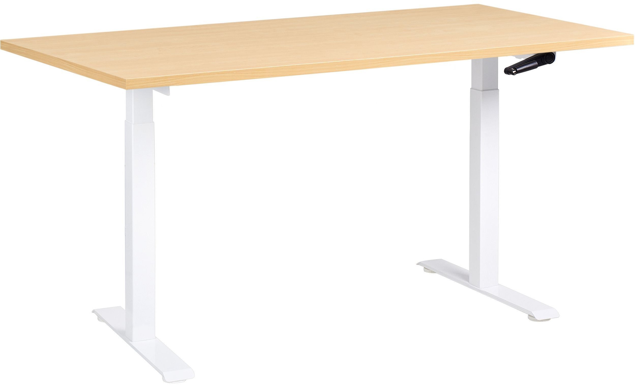 Beliani Biurko regulowane manualnie DESTINES Jasny brąz/ biały 160 cm 72 cm