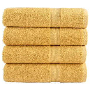 vidaXL Ręczniki kąpielowe, premium, 4 szt., złote, 100x150 cm, bawełna - Ręczniki - miniaturka - grafika 1