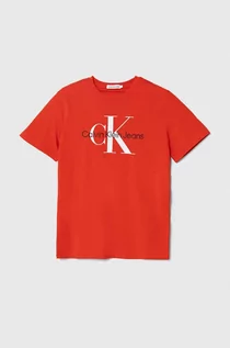Koszulki dla chłopców - Calvin Klein Jeans t-shirt bawełniany dziecięcy kolor czerwony z nadrukiem - grafika 1