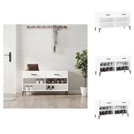 Szafki na buty - vidaXL Ławka na buty biała 102x35x55 cm materiał drewnopochodny - Stojaki i szafki na buty - miniaturka - grafika 1