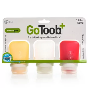 Zestaw 3 butelek podróżnych na płyny Humangear GoToob+ S - clear / red / orange - Butelki dla niemowląt - miniaturka - grafika 1