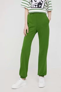 Spodnie damskie - United Colors of Benetton United Colors of Benetton spodnie dresowe bawełniane damskie kolor zielony gładkie - grafika 1