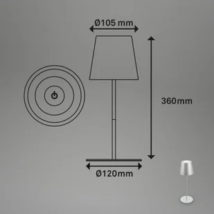 Briloner Lampa stołowa LED 7508014 matowy chrom 2 700 K IP44 Touchdim - Lampy stojące - miniaturka - grafika 1