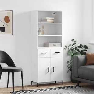 vidaXL Witrynka, biała, 69,5x34x180 cm, materiał drewnopochodny - Szafki nocne - miniaturka - grafika 1