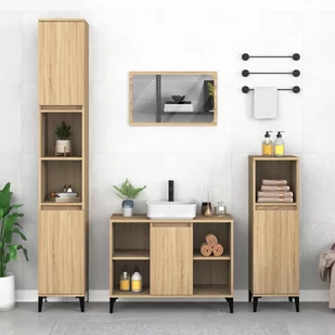 vidaXL Szafka pod umywalkę, dąb sonoma, 80x33x60 cm - Toaletki - miniaturka - grafika 1