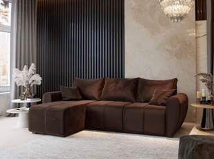 Masseno Narożnik MADISON z funkcją spania i pojemnikiem na pościel Kształt L, Rozkładana sofa, Rogówka - Brązowy, KRONOS 06 - Pościel - miniaturka - grafika 1