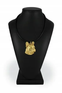 Buldog Francuski Pozłacany naszyjnik na rzemieniu - Naszyjniki - miniaturka - grafika 1