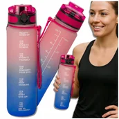 Shakery i bidony sportowe - TRESSARI Butelka motywacyjna BPA FREE TRITAN bidon z uchwytem wodę 1000 ml - miniaturka - grafika 1