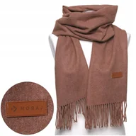 Apaszki i szaliki damskie - Modny Brązowy Szal Damski Ciepły Z Frędzlami Moraj - miniaturka - grafika 1