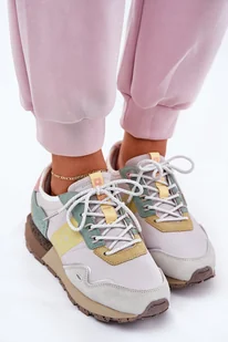 Zamszowe Sneakersy Damskie Big Star RR274244 HI-POLY SYSTEM Szaro-Żółte-37 - Sneakersy damskie - miniaturka - grafika 1