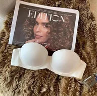 Biustonosze - Biustonosz bezszwowy push-up - Biały S - miniaturka - grafika 1