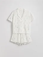 Moda i Uroda OUTLET - Reserved - Dwuczęściowa piżama z bawełny - złamana biel - miniaturka - grafika 1