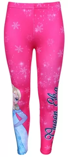 Spodnie i spodenki dla dziewczynek - Różowe legginsy z długą nogawką Elsa FROZEN - grafika 1