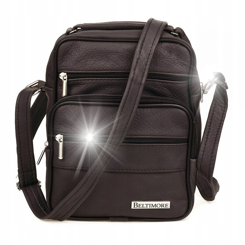 Męska Mała Torba Skórzana Przez Ramię Beltimore Brązowa G19 : Kolory - Brąz