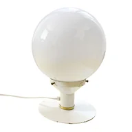 Lampy stojące - Biała, kulista lampa stołowa space age, Polska lata 80. - miniaturka - grafika 1