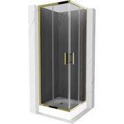 Kabiny prysznicowe - Mexen Rio kabina prysznicowa kwadratowa 70x70 cm, grafit, złota + brodzik Rio, biały - miniaturka - grafika 1