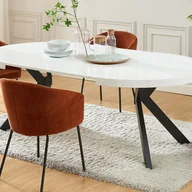 Stoły - Rozkładany stół jadalniany 4-8-osobowy z MDF i stali – kolor biały lakierowany i czarny – KOMONI - miniaturka - grafika 1