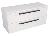 Szafki łazienkowe - Szafka Wisząca Z Blatem ATH 100 cm - Biały Mat - Uchwyty Czarne Matowe - miniaturka - grafika 1