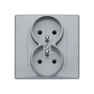 Gniazdka elektryczne - Gniazdo podwójne z uziemieniem milano popiel - miniaturka - grafika 1