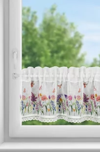 Firana 30 x 150 Dekoracyjna Gotowa Bella  Biały+Ró - Firany - miniaturka - grafika 1