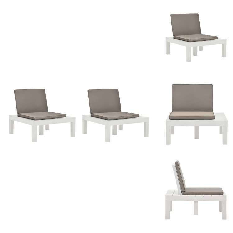 vidaXL Krzesła ogrodowe z poduszkami 2 szt. Plastikowe, białe - Krzesła ogrodowe