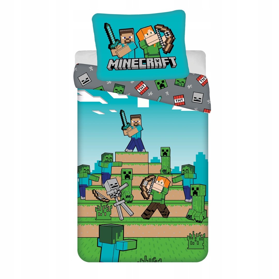 Pościel Dziecięca Minecraft 140x200 70x90 cm Wojownicy