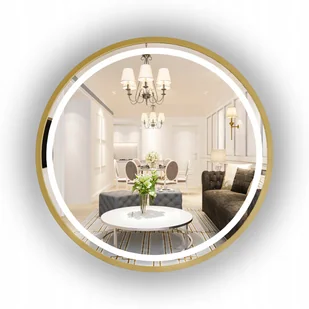 LUSTRO LED ZŁOTE W RAMIE fi 100 CM ŁAZIENKOWE PODŚWIETLANE - Lustra - miniaturka - grafika 1