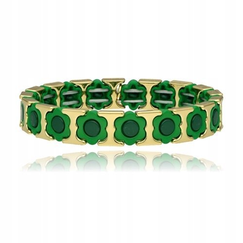 Bransoletka Kolorowa Lollipops Zielone Kwiatki Z Żywicy Na Gumce W Pudełku