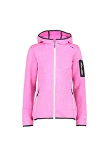 CMP Damska kurtka polarowa z kapturem Knit Tech Mélange, Fioletowy fluo-tytan, 44 - Kurtki damskie - miniaturka - grafika 1