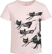 Bluzki dla dziewczynek - T-shirt z krótkim rękawem dla dziewczynki, z kotami, różowy 3-8 lat - miniaturka - grafika 1