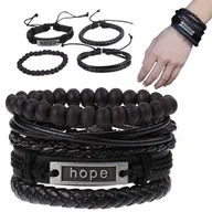 Bransolety męskie - Bransoletka męska elegancka modna mocna pleciona ręcznie zestaw 4 sztuk - miniaturka - grafika 1