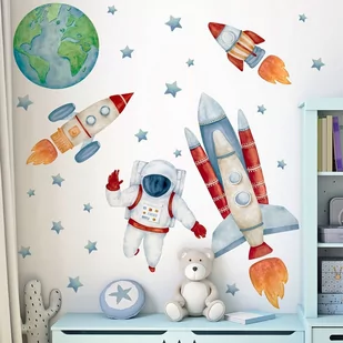 Naklejki Na Ścianę Dla Dzieci Dekoracjan, Kosmos, Rakieta, Astronauta - Zestaw Xl - Naklejki na ścianę - miniaturka - grafika 1