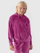 Bluzy dla dziewczynek - 4F Bluza dresowa z weluru nierozpinana z kapturem dziewczęca - różowa 164 (13-14 lat) - miniaturka - grafika 1