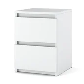 Szafki nocne - Szafka nocna 2 szuflady biała mat stolik nowoczesny dziecięcy sypialnia - miniaturka - grafika 1