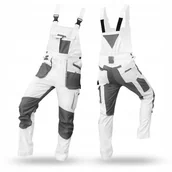 Odzież robocza - ELASTYCZNE SPODNIE ROBOCZE MĘSKIE WZMACNIANE ogrodniczki STRETCH SLIM BIAŁE - miniaturka - grafika 1
