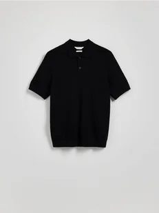 Reserved - Sweter polo z wiskozą - czarny - Swetry męskie - miniaturka - grafika 1