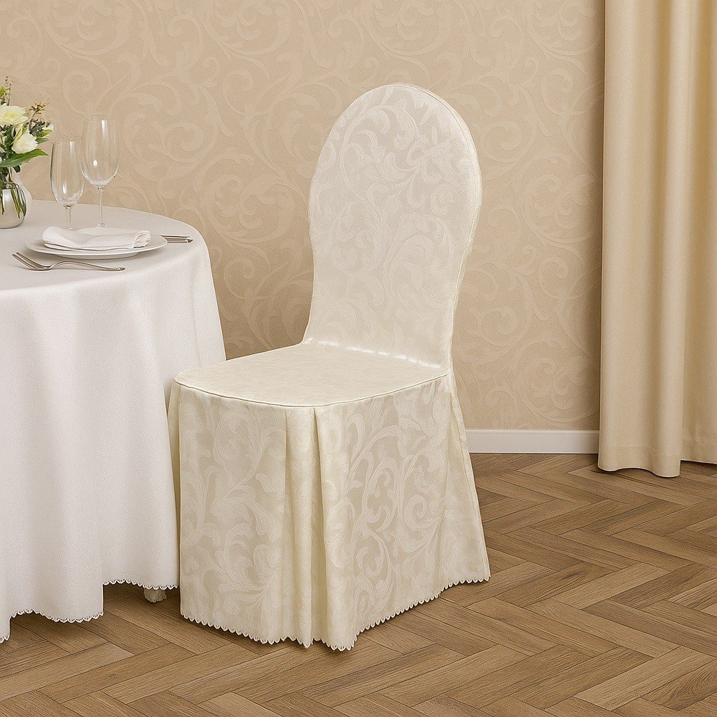 Pokrowiec na krzesło bankietowe z okrągłym oparciem biały