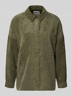 Koszule damskie - Bluzka sztruksowa o luźnym kroju z kieszeniami na piersi model ‘JANINE-RAI’ - miniaturka - grafika 1