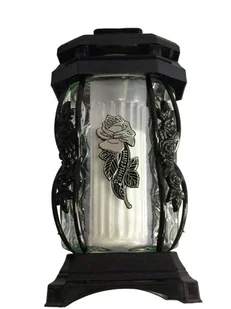 Znicz szklany, kapliczka czarna z srebrną różą i napisem "Pamiętam" - Lampiony i znicze - miniaturka - grafika 1