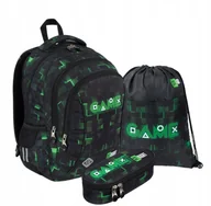 Plecaki worki - Zestaw Plecak 3 Komorowy Piórnik Worek Na Obuwie Green Game - miniaturka - grafika 1