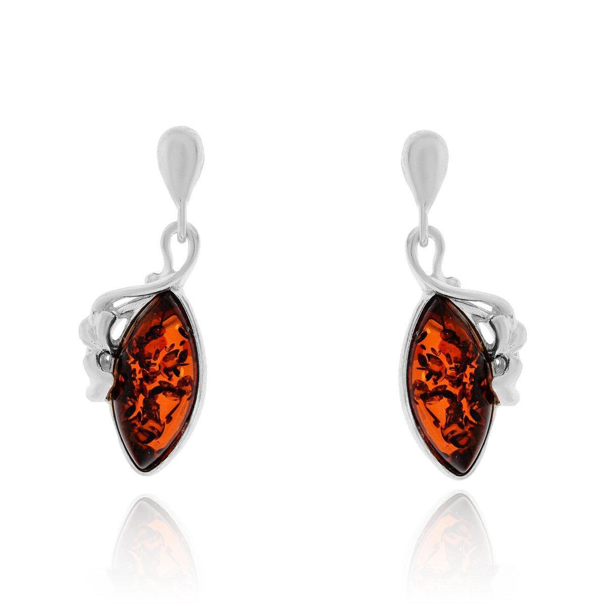 Srebrne kolczyki z bursztynem sztyft pr. 925