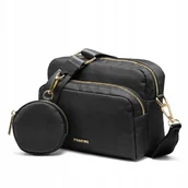 Torebki damskie - Torebka Damska Miejska z Saszetką Czarna Na Szerokim Pasku PUCCINI TM248-1 - miniaturka - grafika 1