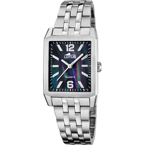 LOTUS Damski zegarek 18985/4 Square Series Szara obudowa ze stali nierdzewnej Szary pasek ze stali nierdzewnej, czarny, bransoletka