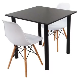 Zestaw stół Lugano 80 czarny i 2 krzesła Milano białe - Meble do sypialni - miniaturka - grafika 1